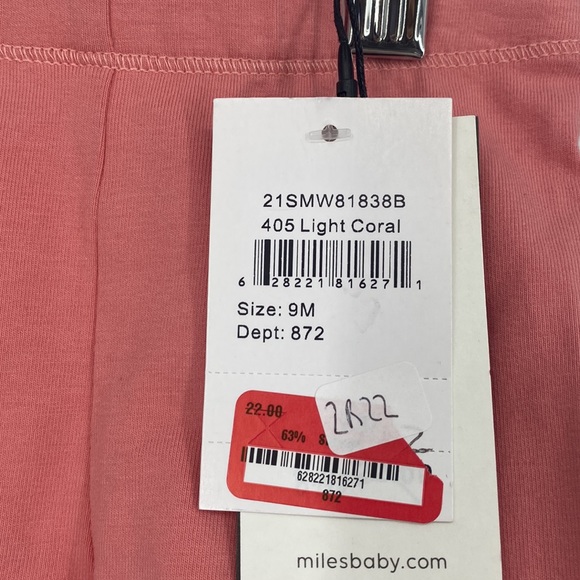Miles Baby Melon Biker Shorts Light Coral Pink Stretch Waist Size 9M NWT - Picture 3 of 5
